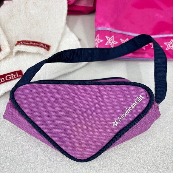 American Girl Accessories Lot Crossbody Purse Skate Bag Satin Blanket Cleansing - Picture 2 of 16